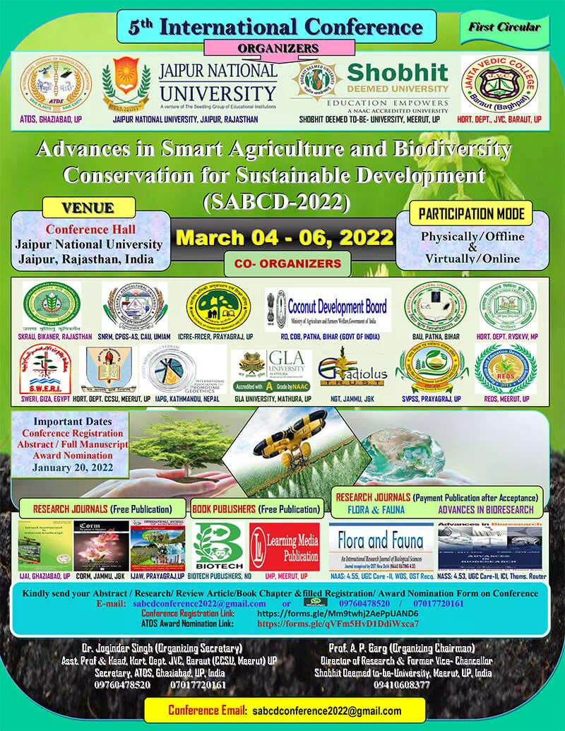 Advances in Smart Agriculture and Biodiversity Conservation for Sustainable Development (SABCD-2022)